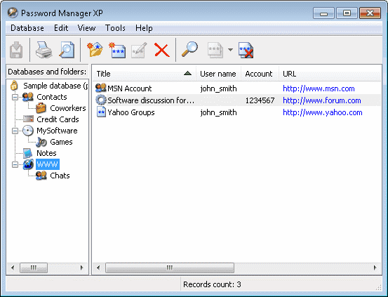 Click to view Password Manager XP 3.1.569 screenshot